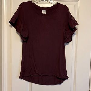 Time and tru shirt with ruffle sleeve